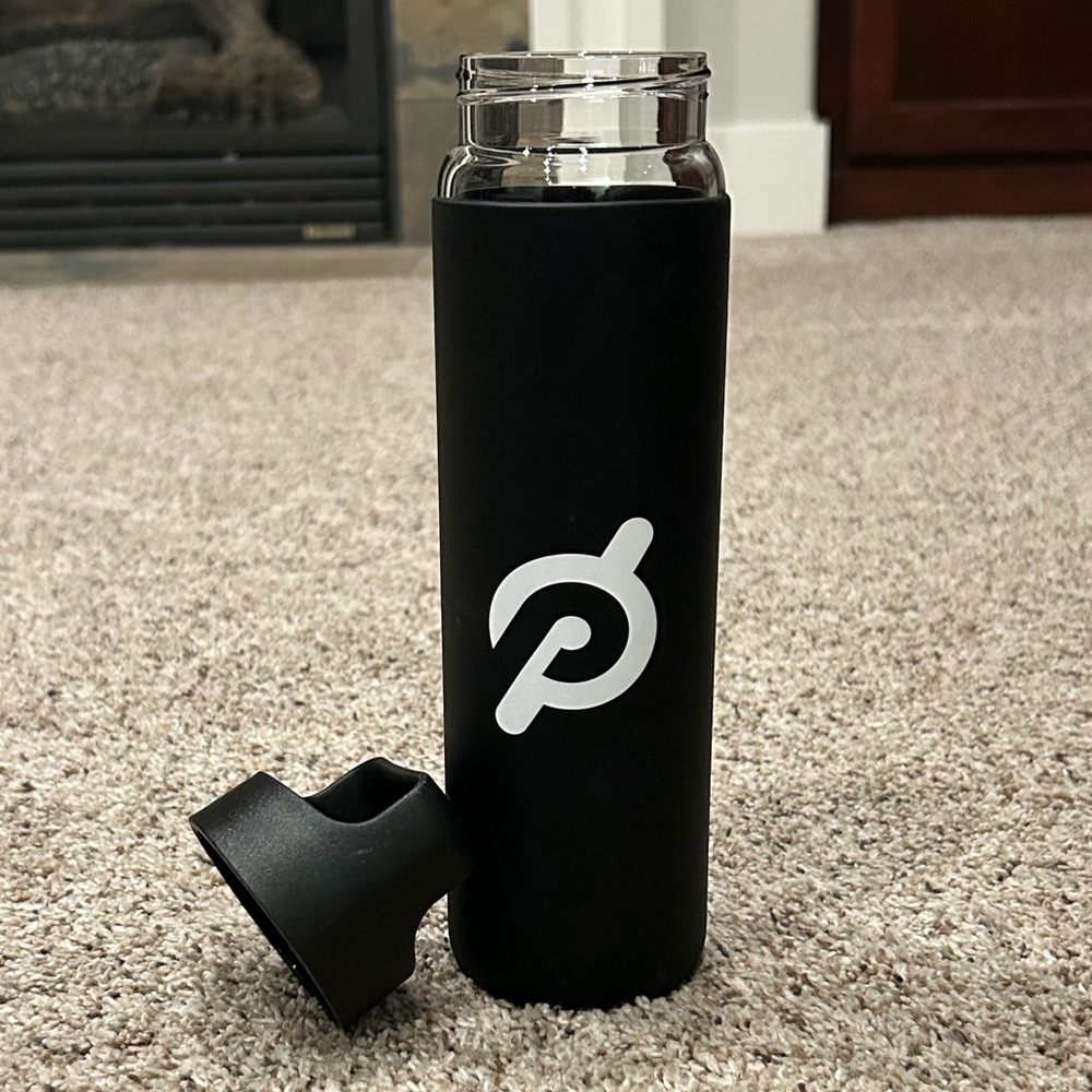 Peloton Glass 16 oz Water Bottle with Logo Sleeve. EUC- cleaned and sanitized. - Picture 2 of 8